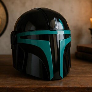 Mandalorian Style Helmet | Black Red Cosplay Helmet | Sci Fi Armor Helmet | Wearable Costume Prop | Collector Display Gift image 8