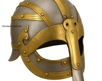 Handcrafted Viking Helmet, Medieval Norse Steel Armor, Gothic Cosplay Helmet, LARP Warrior Costume Gift