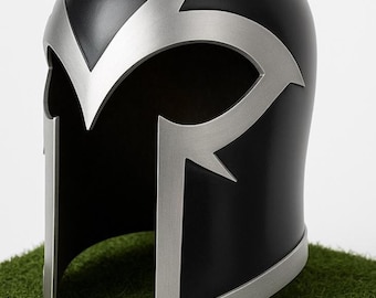 Handcrafted Magneto-Inspired Metal Helmet – Black & Silver Cosplay Collectible