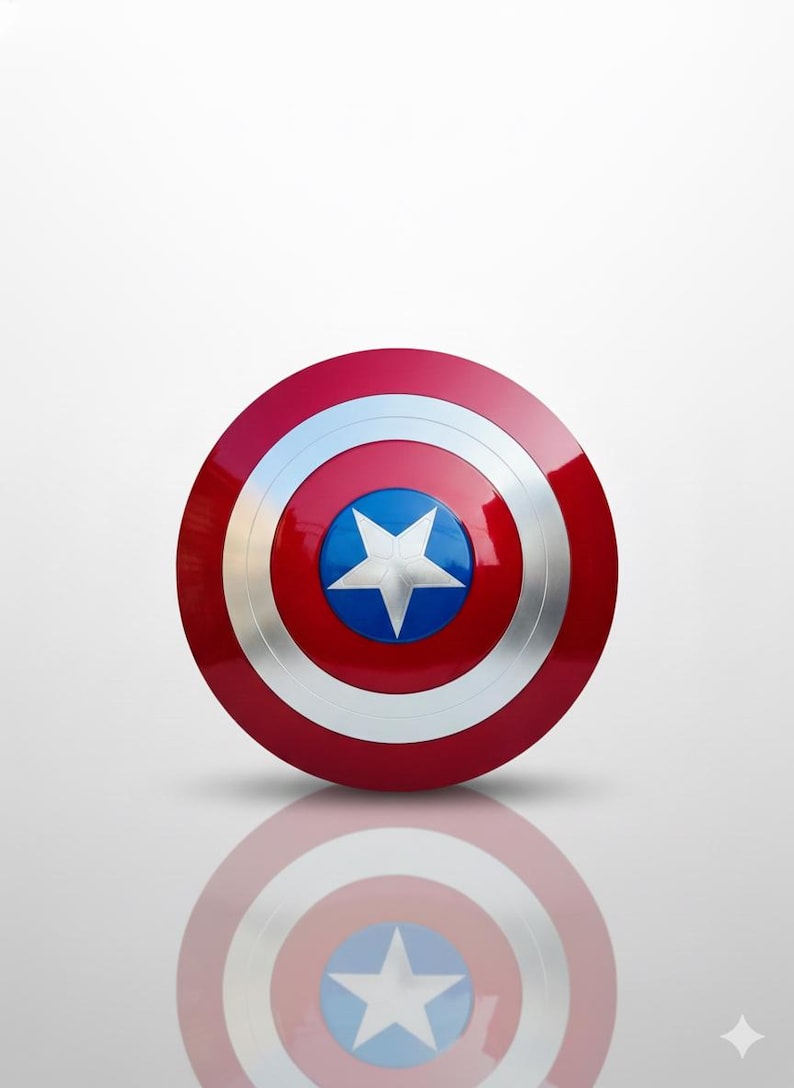 Réplica del escudo del Capitán América – Accesorio de cosplay de superhéroe / Escudo de metal con forma de estrella para disfraces, exhibición y regalos imagen 1