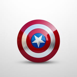 Réplica del escudo del Capitán América – Accesorio de cosplay de superhéroe / Escudo de metal con forma de estrella para disfraces, exhibición y regalos imagen 2