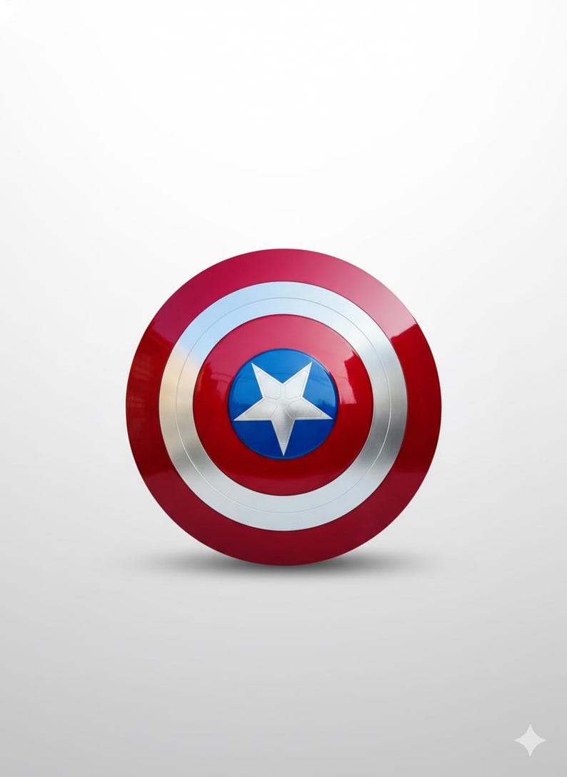 Réplica del escudo del Capitán América – Accesorio de cosplay de superhéroe / Escudo de metal con forma de estrella para disfraces, exhibición y regalos imagen 2