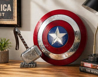 Captain America Shield & Thor Hammer Set Cosplay Prop Superhero Costume Accessories Mjolnir Replica Marvel Inspired Gift for Him