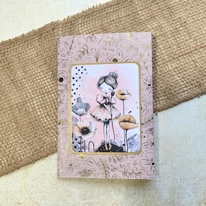 Cute Folio with Tags, Junk Journal Insert, Cute Pocket Folder, Small File Folder with Note Pad