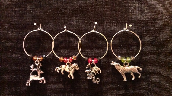 Game of Thrones House Themed Wine Glass Charms GOT