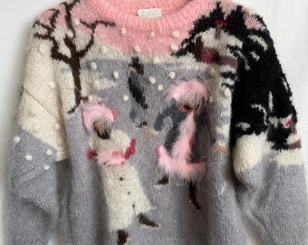 Vintage 1980s Gallagher Knitted Mohair Sweater / Vintage 80s