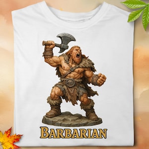 Barbarian Digital PNG | Tabletop RPG | Sublimation Design | Instant Download | Fantasy Art | T-Shirt Graphics