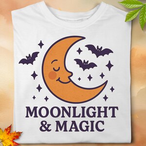 Moonlight Magic Moon Bat Png,Stars Digital Download,Cute Spooky Sublimation Design,Halloween Shirt,Digital Png&#39;s for sublimation