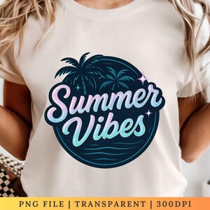 Summer Vibes PNG, Beach Sublimation Design, Tropical Instant Download, Palm Tree Shirt Transfer, 300 DPI Digital Art