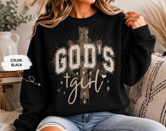 God’s Girl Sweatshirt, Christian Shirt for Women, Vintage Faith Hoodie, Religious Gift, Church Outfit Tee, Christian Apparel