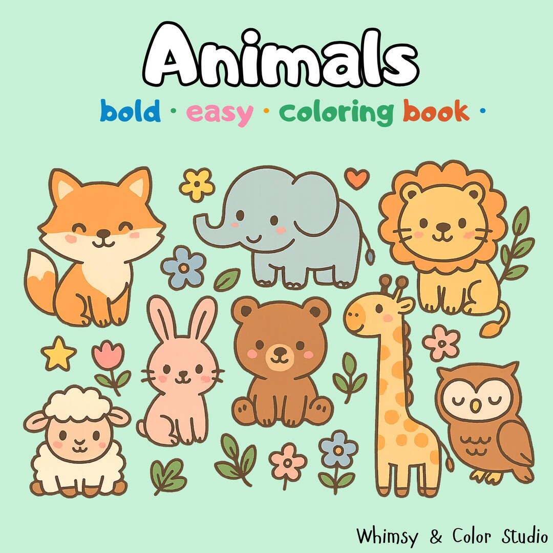 Whimsy Color| Coloring Pages for Kids & Adults - Animals - Etsy