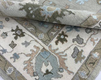 Elegant Indo Oushak Rug, Hand Knotted Perfection for Living Spaces. Sizes: 4x6 to 12x15 ft. A Fusion of Traditional and Modern Design