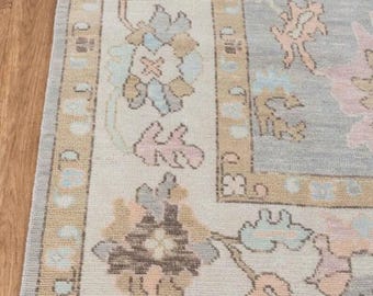 Dywan Oushak z wełny tkany ręcznie: pastelowy orientalny dywan turecki, dywan do salonu, sypialni, dywan boho, dywan wełniany 9x12, dywan 10x14