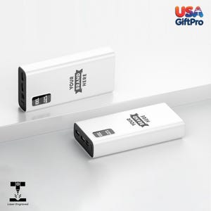 White 20,000mAh Portable Charger Customizable Laser Engraved