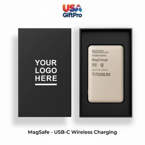 Premium Titanium 10,000mAh MagSafe Portable Charger Customizable Laser Engraved