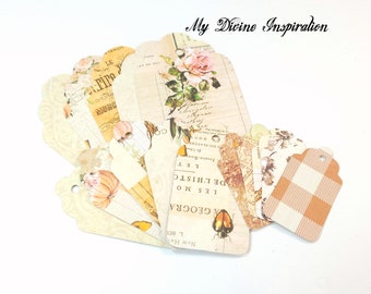 D-0265 Set of 15 Prima Autumn Sunset Collection Paper Tags for Scrapbooks, Cards, Mini Albums, Planners, Junk Journals Paper Crafts DIY