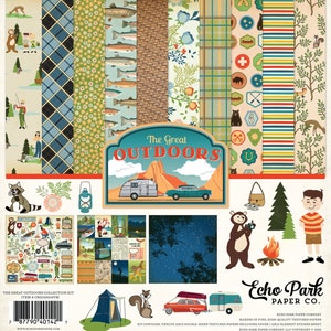 Carta Bella The Great Outdoors Collection Kit / Papers & Stickers for Scrapbooks, Cards, Mini Albums, Journals, Planners and Paper Crafts.