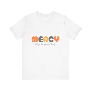 レディース「マーシー」Tシャツ、クリスチャン女性ファッション、レディース「マーシー」Tシャツ、モダンデザイン、レディースクリスチャンTシャツ