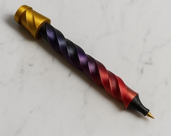 3D Printed Iridescent Spiral Pen Topper – Articulated Desk Toy, ADHD Fidget, Anxiety Relief