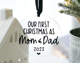 Our First Christmas Ornament - New Parents - Personalized Gift - Christmas Gifts - Gifts For New Mom And Dad