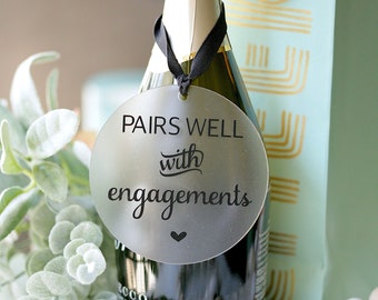 Wine Bottle Tags - Just Engaged - Congratulations Gift - Engagement Party - Engagement Gifts for Couple