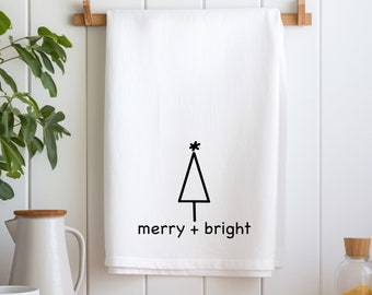 Christmas Dish Towels - Merry And Bright - Tea Towels - Christmas Sayings - Christmas Gifts - Best Friend Gifts