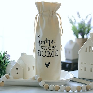 Wine Bottle Gift Bag - Home Sweet Home - Couple Gift - Housewarming Gift - New Home Gift