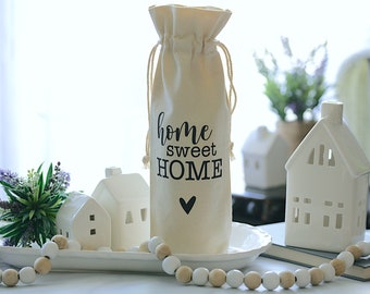 Wine Bottle Gift Bag - Home Sweet Home - Couple Gift - Housewarming Gift - New Home Gift