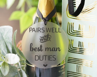 Wine Bottle Tags - Groomsmen Proposal - Wedding Party Gift - Groomsmen Gifts - Best Man Gift