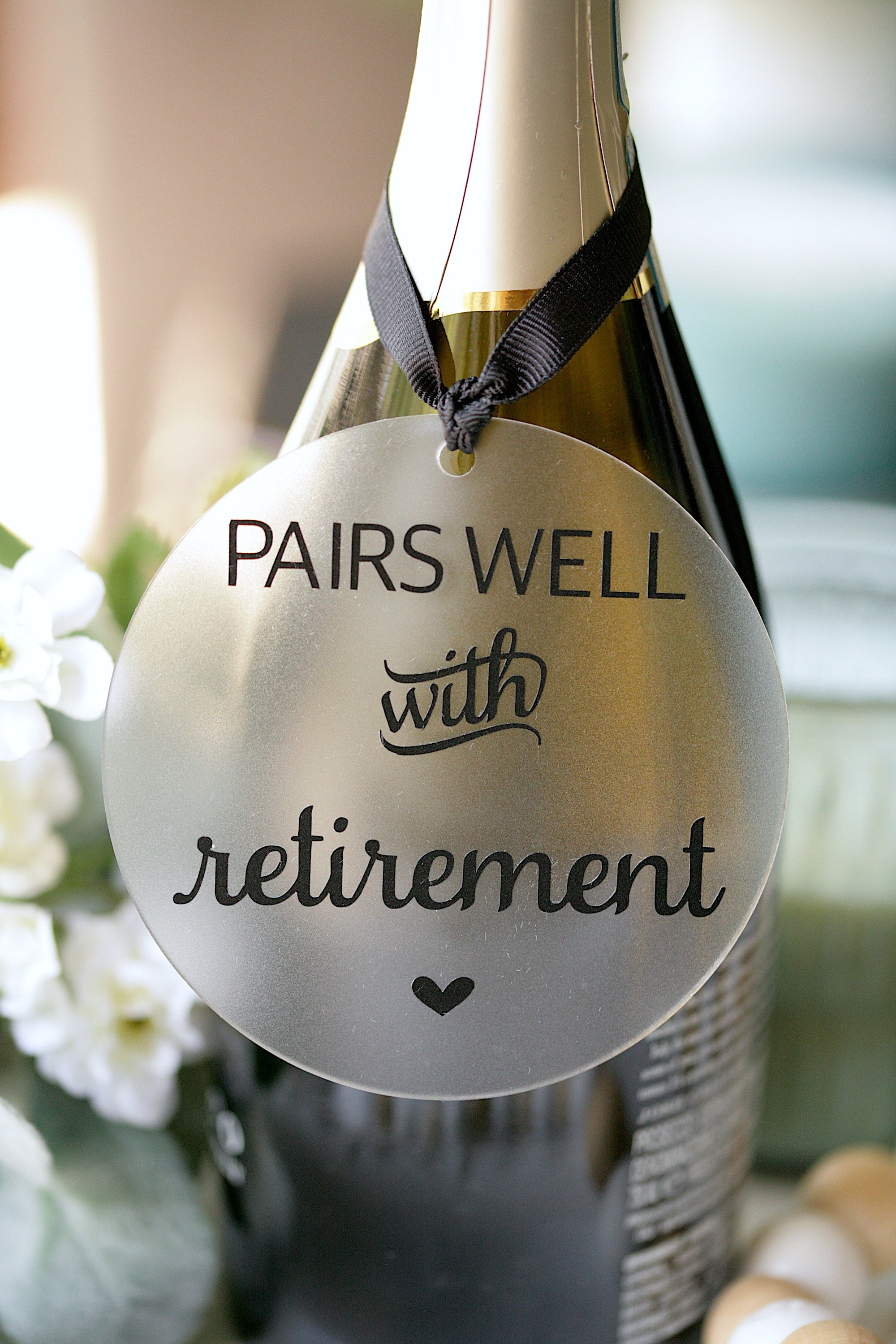 Pairs Well With Retirement Wine Bottle Tag Retirement Gift Etsy