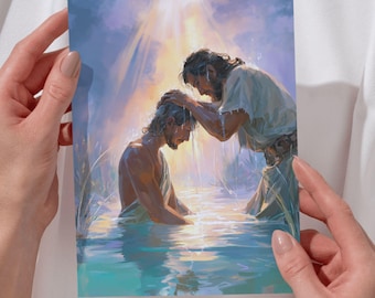 Baptism of Jesus Poster - Christian Art - John the Baptist - Biblical Wall Decoration