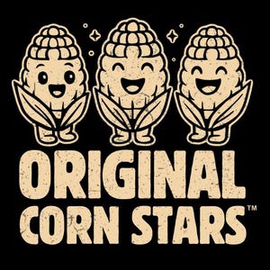 Original Corn Stars Trio T-Shirt – Three Kernel Friends Graphic Tee – Unisex Casual Cotton Shirt – Gildan 64000 – Funny Corny Gift