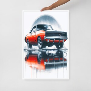 Straßenlegende – 1968 Dodge Charger Wandkunst, Oldtimer Druck, Vintage Auto Poster, Geschenk für Autoliebhaber, Wohndekoration