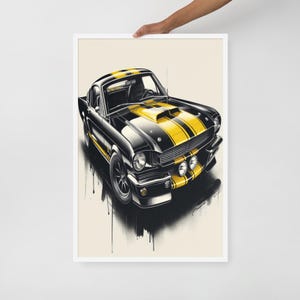 1966 Mustang GT350 Wall Art, Classic Car Print, Vintage Car Poster, Art Print, Gift for Car Enthusiasts, Home Decor