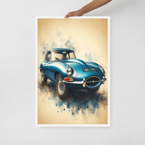 Jaguar E-Type Wall Art, Classic Car Print, Vintage Car Poster, Art Print, Gift for Car Enthusiasts, Home Decor