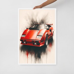 1989 Lamborghini Countach Wall Art, Classic Car Print,  Vintage Car Poster, Art Print, Gift for Car Enthusiasts, Wall Art, Home Decor