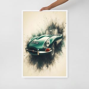 Jaguar E-Type Roadster Wall Art, Classic Car Print,  Vintage Car Poster, Art Print, Gift for Car Enthusiasts, Home Decor