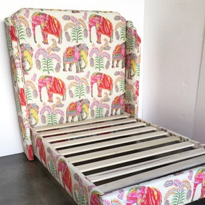 Custom Wing Bed - Upholstered in COM