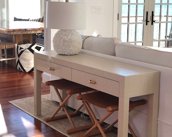 Grasscloth Wrapped Console W/Drawers - Customizable