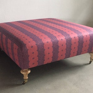 Custom Ottoman W/ Turned Wood Feet on Casters - COM