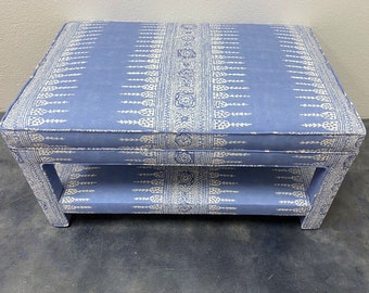 Custom Upholstered Ottoman W/Upholstered Shelf