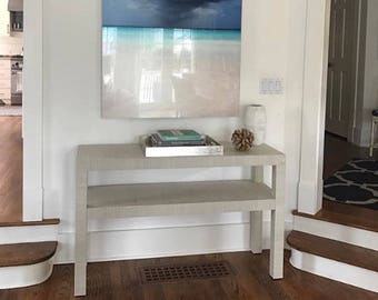 Grasscloth Wrapped Console Table W/Shelf - Custom Built To Suit Your Space