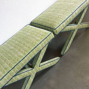 Custom X Benches Extra WIDE- With Piping/Welt on Legs