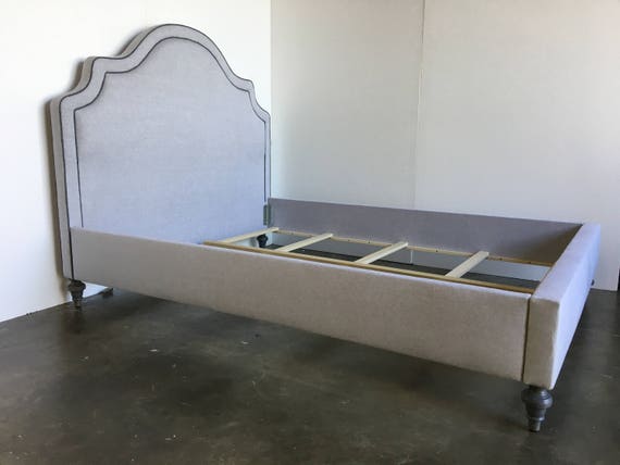 Custom Upholstered Queen Bed W curved Headboard COM Etsy Ireland
