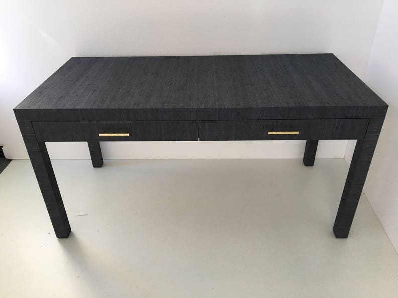 Grasscloth Wrapped Desk/table W/drawers Custom Built Design Your OWN Etsy