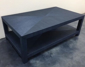 Custom Grasscloth Coffee Table/ Cocktail Table - Mitered Top