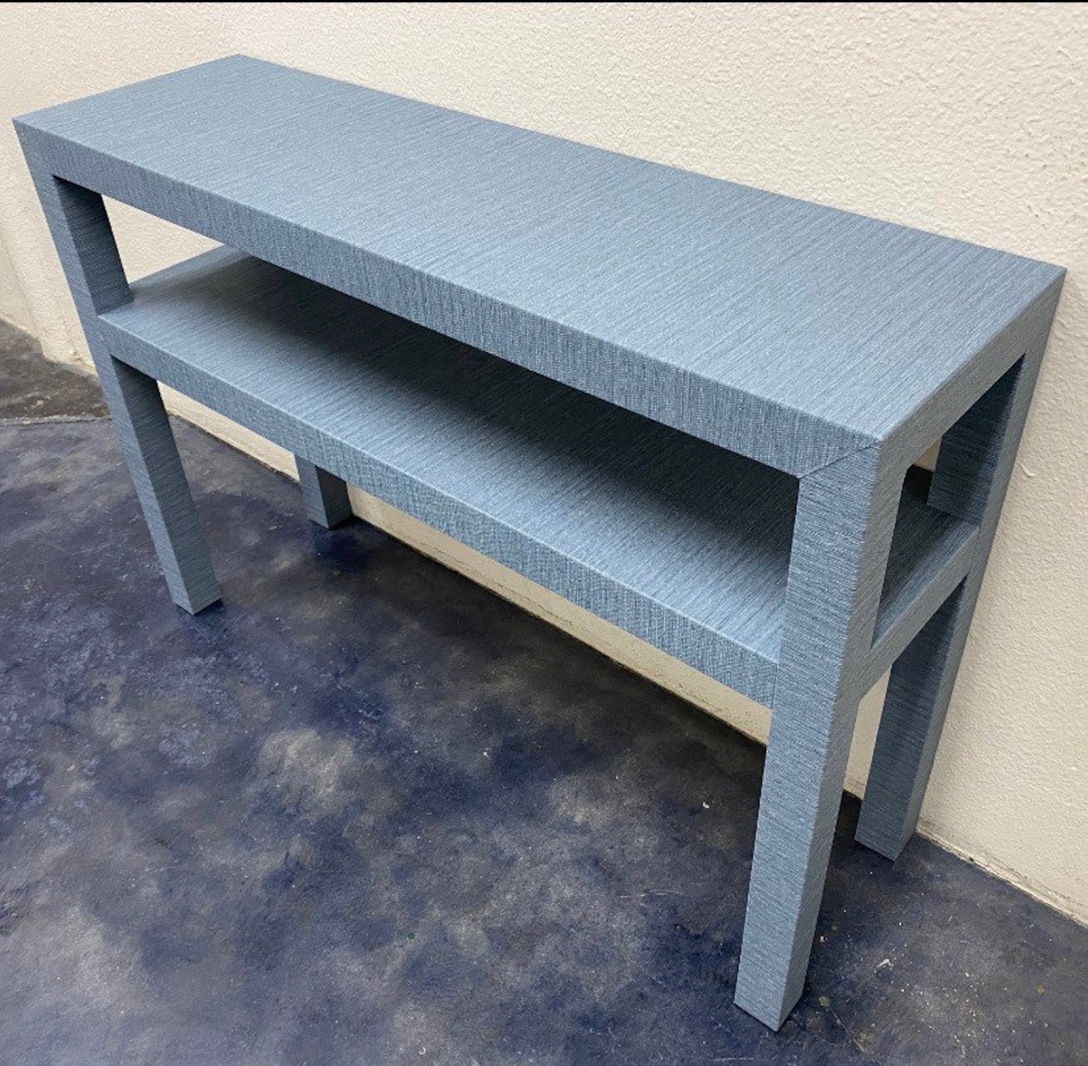 Grasscloth Wrapped Console Table W/Shelf Custom Built To Etsy