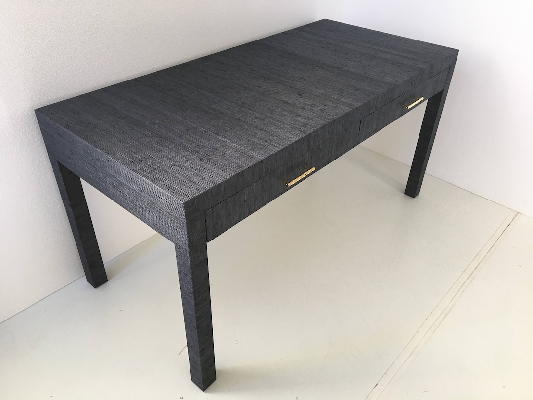Grasscloth Wrapped Desk/table W/drawers Custom Built Design Your OWN Etsy