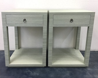 Custom Grasscloth Nightstands - PAIR