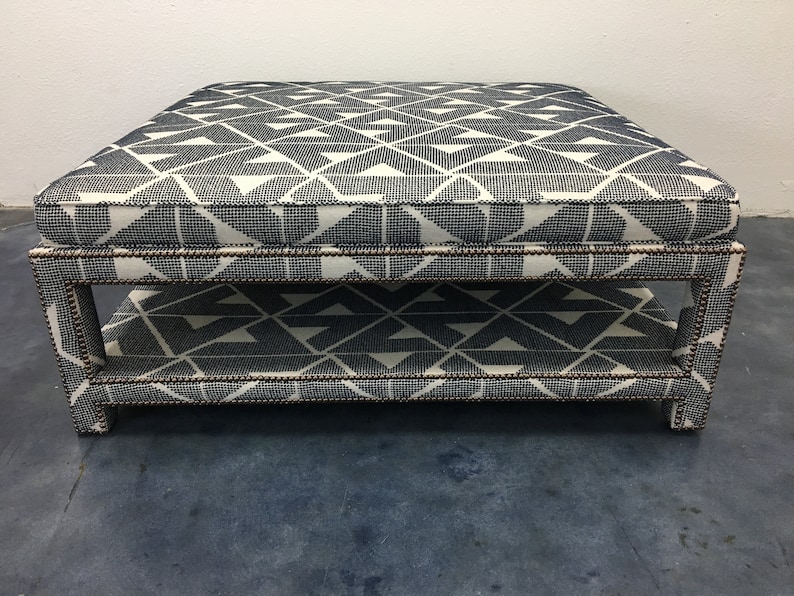Custom Upholstered Ottoman W/Shelf image 2